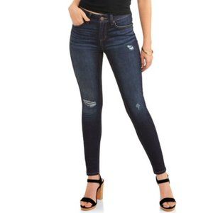 Time and Tru Dark Destructed Wash High Rise Skinny Jeans Petite 14